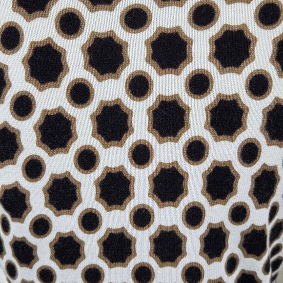 Merona Size Small Button Front Cardigan 3/4 Sleeves Cream, Black, Brown Pattern - Picture 8 of 12